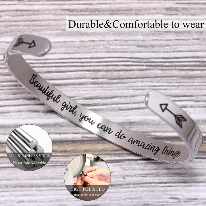 Btysun Teen Gifts Trendy Stuff Girlfriend Easter Gifts Inspirational Bracelets for Women Bracelets for Teen Gift Friendship Bracelets Mantra Jewelry Cuff Bracelet - Image 2